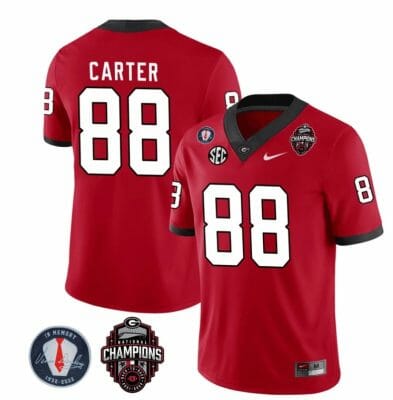 Georgia Bulldogs Jalen Carter Jersey #88 Back To Back National Champions College Football Red