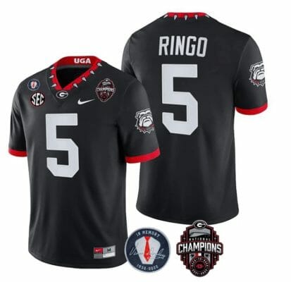 Georgia Bulldogs Kelee Ringo Jersey #5 Back To Back National Champions College Football Black