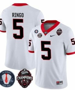 Georgia Bulldogs Kelee Ringo Jersey #5 Back To Back National Champions College Football White