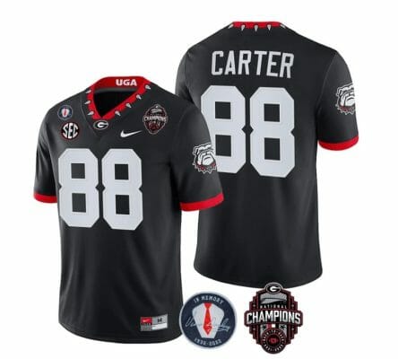 Georgia Bulldogs Jalen Carter Jersey #88 Back To Back National Champions College Football Black