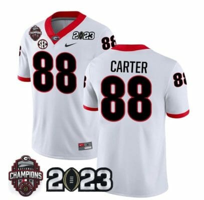 Georgia Bulldogs Jalen Carter Jersey #88 CFP National Champions Patch 2023 All Stitched White