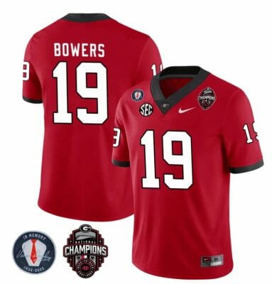 Georgia Bulldogs Brock Bowers Jersey #19 Back To Back National Champions College Football Red 8 Georgia Bulldogs Brock Bowers Jersey #19 Back To Back National Champions College Football Red