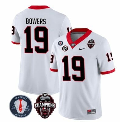 Georgia Bulldogs Brock Bowers Jersey #19 Back To Back National Champions College Football White