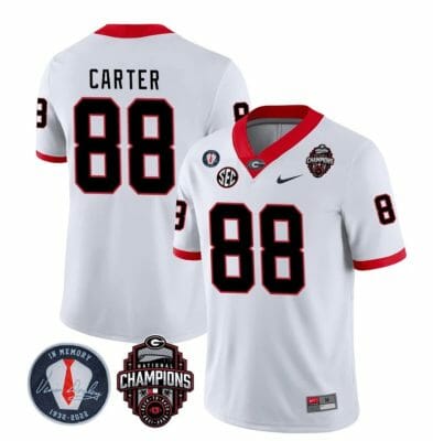 Georgia Bulldogs Jalen Carter Jersey #88 Back To Back National Champions College Football White