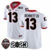 Georgia Bulldogs Stetson Bennett Jersey #13 CFP National Champions Patch 2023 All Stitched White