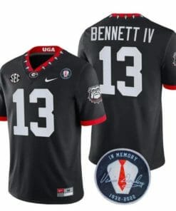 Georgia Bulldogs Stetson Bennett Jersey #13 Honoring Vince Dooley Patch All Stitched Black