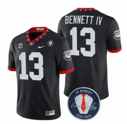 Georgia Bulldogs Stetson Bennett Jersey #13 Honoring Vince Dooley Patch All Stitched Black 8 Georgia Bulldogs Stetson Bennett Jersey #13 Honoring Vince Dooley Patch All Stitched Black