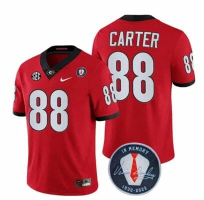 Georgia Bulldogs Jalen Carter Jersey #88 Honoring Vince Dooley Patch All Stitched Red 8 Georgia Bulldogs Jalen Carter Jersey #88 Honoring Vince Dooley Patch All Stitched Red