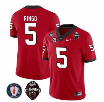 Georgia Bulldogs Kelee Ringo Jersey #5 Back To Back National Champions College Football Red 8 Georgia Bulldogs Kelee Ringo Jersey #5 Back To Back National Champions College Football Red