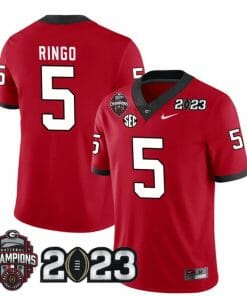 Georgia Bulldogs Kelee Ringo Jersey #5 CFP National Champions Patch 2023 All Stitched Red