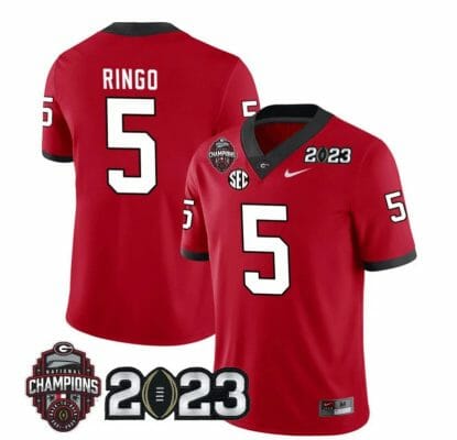 Georgia Bulldogs Kelee Ringo Jersey #5 CFP National Champions Patch 2023 All Stitched Red