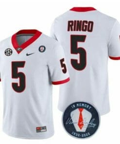 Georgia Bulldogs Kelee Ringo Jersey #5 Honoring Vince Dooley Patch All Stitched White