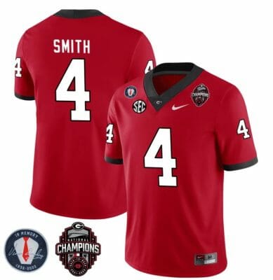 Georgia Bulldogs Nolan Smith Jersey #4 Back To Back National Champions College Football Red