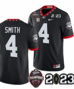 Georgia Bulldogs Nolan Smith Jersey #4 CFP National Champions Patch 2023 All Stitched Black