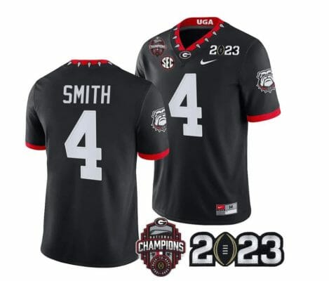 Georgia Bulldogs Nolan Smith Jersey #4 CFP National Champions Patch 2023 All Stitched Black 8 Georgia Bulldogs Nolan Smith Jersey #4 CFP National Champions Patch 2023 All Stitched Black