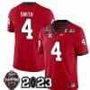 Georgia Bulldogs Nolan Smith Jersey #4 CFP National Champions Patch 2023 All Stitched Red 4 Georgia Bulldogs Nolan Smith Jersey #4 CFP National Champions Patch 2023 All Stitched Red