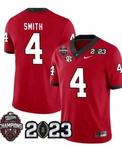 Georgia Bulldogs Nolan Smith Jersey #4 CFP National Champions Patch 2023 All Stitched Red