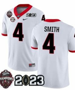 Georgia Bulldogs Nolan Smith Jersey #4 CFP National Champions Patch 2023 All Stitched Whie