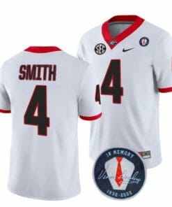 Georgia Bulldogs Nolan Smith Jersey #4 Honoring Vince Dooley Patch All Stitched Whie