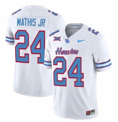 Houston Cougars Oilers Tony Mathis Jr Jersey #24 Inspired Vapor College Football 2023 All Stitched White
