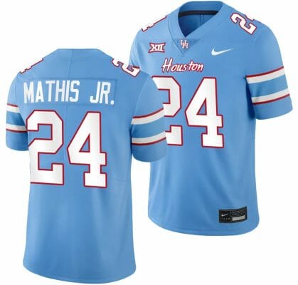 Houston Cougars Oilers Themed #24 Tony Mathis Jr Jersey NCAA Football - Blue