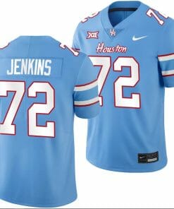 Houston Cougars Oilers Themed #72 Tank Jenkins Jersey NCAA Football - Blue