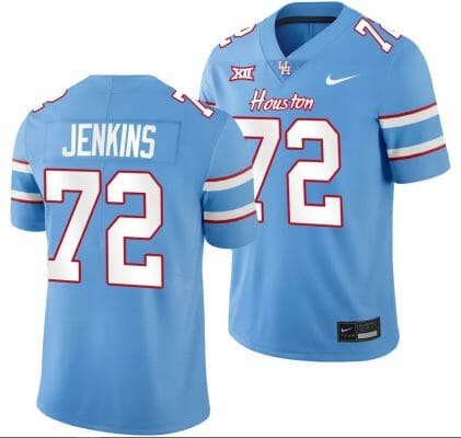 Houston Cougars Oilers Themed #72 Tank Jenkins Jersey NCAA Football - Blue