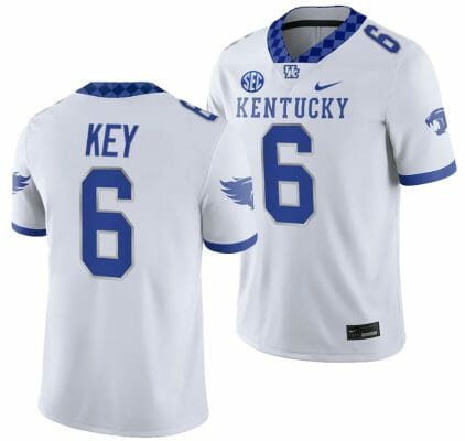 Kentucky Wildcats Dane Key Jersey #6 College Football Game 2023 White 10 Kentucky Wildcats Dane Key Jersey #6 College Football Game 2023 White