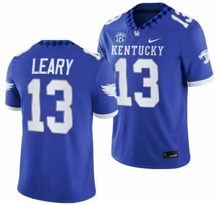 Kentucky Wildcats Devin Leary Jersey #13 College Football Game 2023 Blue 10 Kentucky Wildcats Devin Leary Jersey #13 College Football Game 2023 Blue
