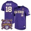 Lsu Tigers Tre Morgan Jersey #18 National Champions NCAA College Baseball Stitched Purple
