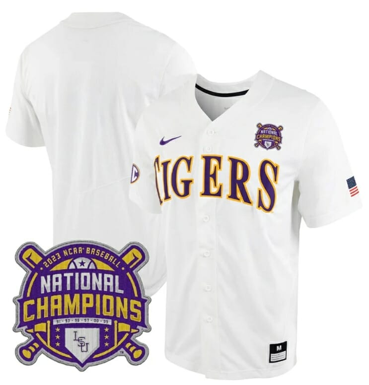Lsu Tigers Jersey NCAA College Baseball National Champions Stitched White Tigers 1 Lsu Tigers Jersey NCAA College Baseball National Champions Stitched White Tigers