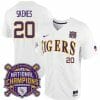 Lsu Tigers Paul Skenes Jersey #20 National Champions NCAA College Baseball Stitched White Tigers
