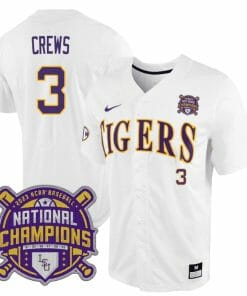 Lsu Tigers Dylan Crews Jersey #3 National Champions NCAA College Baseball Stitched White Tigers