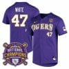 Lsu Tigers Tommy White Jersey #47 National Champions NCAA College Baseball Stitched Purple