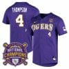 Lsu Tigers Jordan Thompson Jersey #4 National Champions NCAA College Baseball Stitched Purple