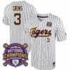 Lsu Tigers Dylan Crews Jersey #3 National Champions NCAA College Baseball Stitched White Stripe