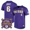 Lsu Tigers Brayden Jobert Jersey #6 National Champions NCAA College Baseball Stitched Purple