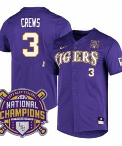 Lsu Tigers Dylan Crews Jersey #3 National Champions NCAA College Baseball Stitched Purple