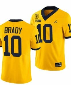 Michigan Wolverines TM 42 Patch Honor Tate Myre #25 Tom Brady Jersey #10 All Stitched Maize