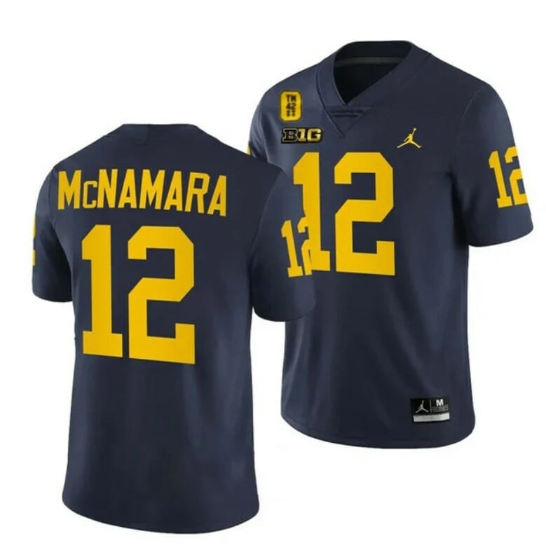 Michigan Wolverines TM 42 Patch Honor Tate Myre #25 Cade McNamara Jersey #12 All Stitched Navy 1 Michigan Wolverines TM 42 Patch Honor Tate Myre #25 Cade McNamara Jersey #12 All Stitched Navy