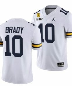 Michigan Wolverines TM 42 Patch Honor Tate Myre #25 Tom Brady Jersey #10 All Stitched White