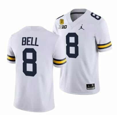 Michigan Wolverines TM 42 Patch Honor Tate Myre #25 Ronnie Bell Jersey #8 All Stitched White 8 Michigan Wolverines TM 42 Patch Honor Tate Myre #25 Ronnie Bell Jersey #8 All Stitched White