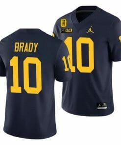 Michigan Wolverines TM 42 Patch Honor Tate Myre #25 Tom Brady Jersey #10 All Stitched Navy
