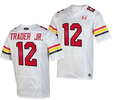Maryland Terrapins Dante Trader Jr Jersey #12 College Football Game Throwback 2023 White