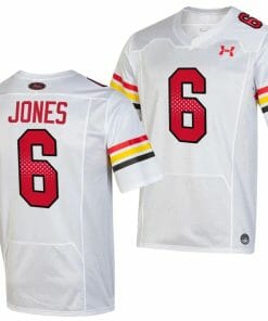 Maryland Terrapins Jeshaun Jones Jersey #6 College Football Game Throwback 2023 White
