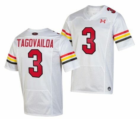 Maryland Terrapins Taulia Tagovailoa Jersey #3 College Football Game Throwback 2023 White