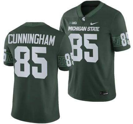Michigan State Spartans BJ Cunningham Jersey #85 College Football Game 2023 Green 10 Michigan State Spartans BJ Cunningham Jersey #85 College Football Game 2023 Green