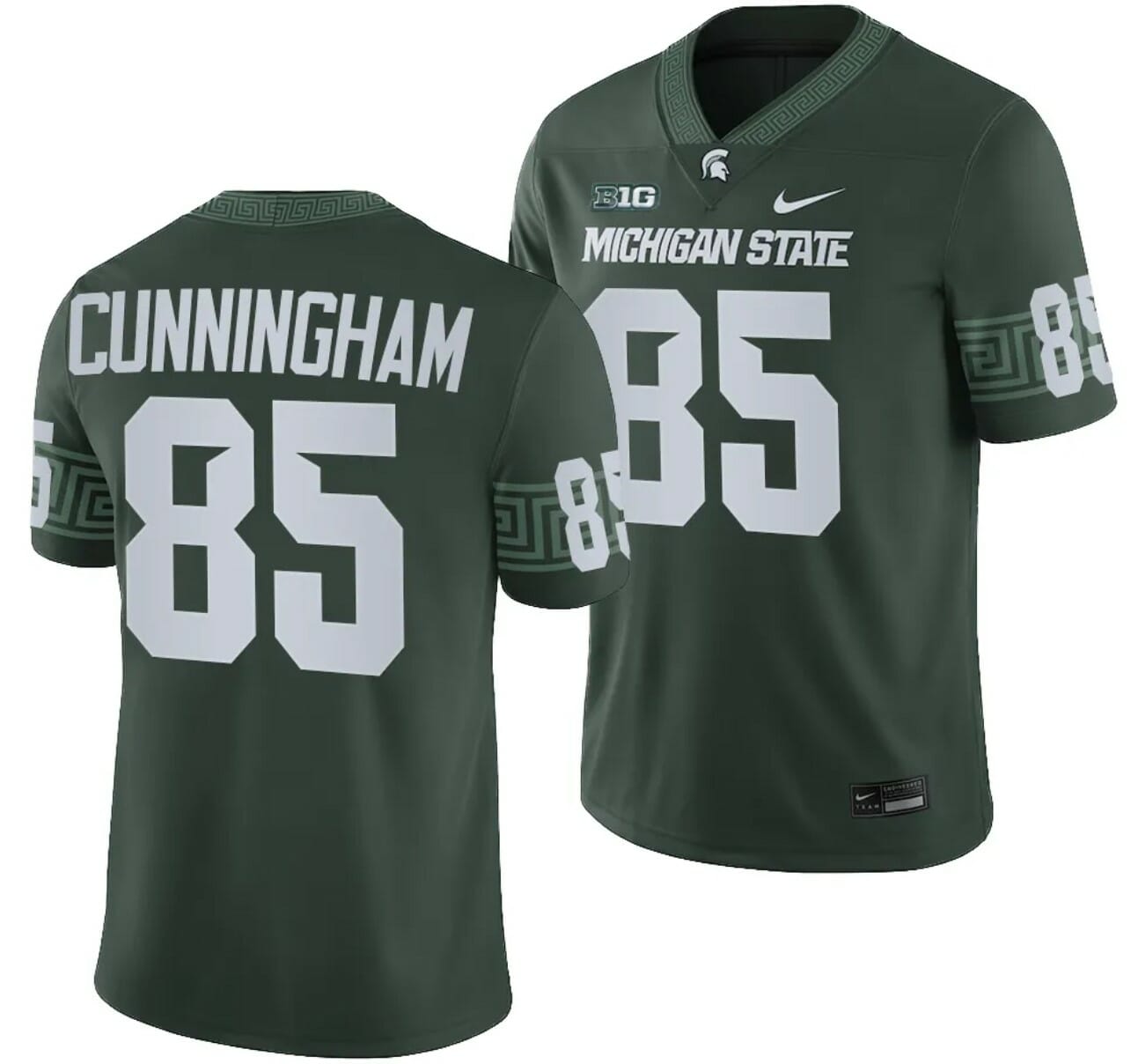 Michigan State Spartans BJ Cunningham Jersey #85 College Football Game 2023 Green 1 Michigan State Spartans BJ Cunningham Jersey #85 College Football Game 2023 Green