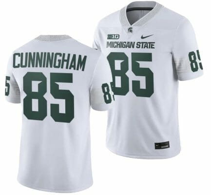 Michigan State Spartans BJ Cunningham Jersey #85 College Football Game 2023 White 10 Michigan State Spartans BJ Cunningham Jersey #85 College Football Game 2023 White