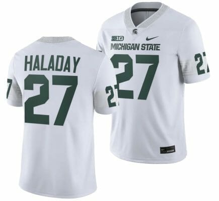 Michigan State Spartans Cal Haladay Jersey #27 College Football Game 2023 White